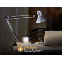 Bostitch Office Vlf100-Slv Swing Arm Desk Lamp With Clamp Mount, 36