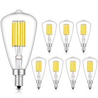 Crlight 6W 4000K Led Candelabra Bulb Daylight White, 70W Equivalent 700Lm Dimmable, E12 Led Light Bulbs, Vintage Edison Style St48 / St14 Clear Glass Decorative Chandelier Bulbs, 4 Pack