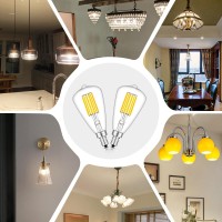 Crlight 6W 4000K Led Candelabra Bulb Daylight White, 70W Equivalent 700Lm Dimmable, E12 Led Light Bulbs, Vintage Edison Style St48 / St14 Clear Glass Decorative Chandelier Bulbs, 4 Pack