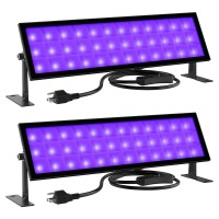 Onforu 2 Pack 72W Black Light Bar, Led Blacklight With Plug And Switch, Black Light Flood Light, Ip66 Waterproof Led Black Lights For Glow Party, Bedroom, Halloween, Fluorescent Poster, Stage Lighting