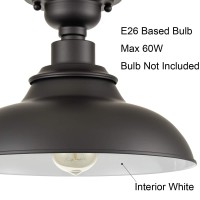 Samteen 12Inch Farmhouse Semi Flush Mount Ceiling Light Black 1Light Industrial Barn Ceiling Light Matte Black Hallway Light F