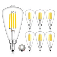 Crlight 4W Candelabra Led Edison Bulb 45W Equivalent 4000K Daylight White 450Lm Dimmable, E12 Antique St48 / St14 Clear Glass Led Light Bulbs, Pack Of 6