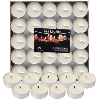 50Pack Tealight Candles,Unscented Tea Lights Candles, White, Smokeless, Dripless & 6Hours Burn Time Long Burning Paraffin Tea Candles For Home, Romantic Decor,Pool, Shabbat, Weddings & Emergencies