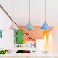 Ouued Nordic Pendant Lamp Light Chandelier Postmodern Minimalist Aluminum Creative Color Macaron Hanging Lighting Ceiling Lights For Dining Room, Living Bedroom, Bar Restaurant Coffee Shop, Led 24W Ba