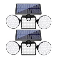 Fatpoom Solar Lights Outdoor 260 Led Solar Powered Wall Lights With Motion Sensor Dual Head Spotlights Ip65 Waterproof 360?Adjustable Solar Motion Lights Outdoor For Front Door Yard Garden (2 Pack)