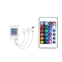 Daybetter Updated Bluetooth Remote Control For Rgb Led Light Strips, 2 Ports 24 Key 4 Pin Output Dimmable Led Strip Lights Voltage Dc 12V(Without Power Adapter)