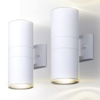 Asd Bulb Round Outdoor Wall Cylinder Up And Down 2Xe26 60W 120V White Etl 2Pack