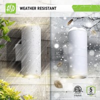 Asd Bulb Round Outdoor Wall Cylinder Up And Down 2Xe26 60W 120V White Etl 2Pack