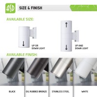 Asd Bulb Round Outdoor Wall Cylinder Up And Down 2Xe26 60W 120V White Etl 2Pack