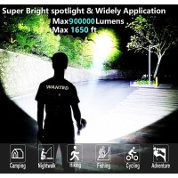 Rechargeable Spotlight, Super Bright 900000 Lumens Led Spot Lights Flashlight 8000 Mah Large Handheld Searchlight Long Lasting For Outdoor Hunting Boating Camping