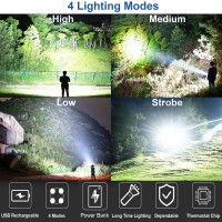 Rechargeable Spotlight, Super Bright 900000 Lumens Led Spot Lights Flashlight 8000 Mah Large Handheld Searchlight Long Lasting For Outdoor Hunting Boating Camping