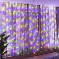 Hxweiye 300Led Multicolor Fairy Curtain Lights With Remote 8 Modes Timer For Bedroom, 9.8X9.8Ft Usb Plug In Christmas Fairy String Hanging Lights For Outdoor, Weddings, Party, Wall, Decorations