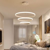 Houdes Modern 2/3/4-Rings Led Chandelier Dimmable Contemporary Ceiling Light Led Pendant Light For Dinning Room, Living Room 3500K To 6000K,Ul (4 Ring:20+40+60+80Cm, Black)