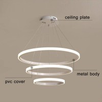 Houdes Modern 2/3/4-Rings Led Chandelier Dimmable Contemporary Ceiling Light Led Pendant Light For Dinning Room, Living Room 3500K To 6000K,Ul (4 Ring:20+40+60+80Cm, Black)