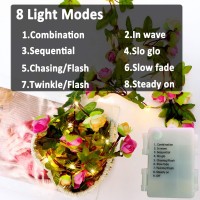 Flower String Lights Decor,8 Light Modes 6Ft 20 Led Rose Flower Garlands Decoration Indoor Outdoor,Flower Fairy Light For Women Wedding Wall Windows Home Garden Party Battery Powered Waterproof