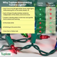 Christmas Random Shimmering Twinkle Lights - 12 Of 100 Lights Twinkle, Indoor Outdoor, 20.5 Feet Light String, 100 Multi-Color Bulbs - Christmas Tree Holiday Decor Sparkling Twinkling Christmas Lights