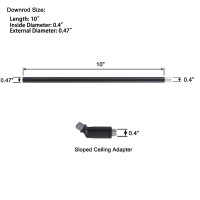 Shengqingtop Threaded Extension Rod With Sloped Ceiling Adapter Kits For Pendant Light, Island Lighting, Black