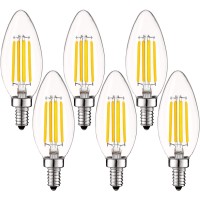 Luxrite Vintage Candelabra Led Bulb 60W Equivalent, 550 Lumens, 4000K Cool White, Led Chandelier Light Bulbs 5W, Dimmable, Clear Glass, Filament Led Candle Bulbs, Ul Listed, E12 Base (6 Pack)