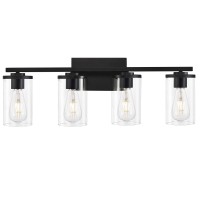 4-Light Vanity Light Fixtures, Industrial Bathroom Vanity Lighting In Matte Black For Bathroom Lighting (Black, 4-Light)