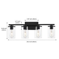 4-Light Vanity Light Fixtures, Industrial Bathroom Vanity Lighting In Matte Black For Bathroom Lighting (Black, 4-Light)