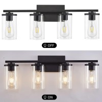 4-Light Vanity Light Fixtures, Industrial Bathroom Vanity Lighting In Matte Black For Bathroom Lighting (Black, 4-Light)