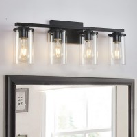 4-Light Vanity Light Fixtures, Industrial Bathroom Vanity Lighting In Matte Black For Bathroom Lighting (Black, 4-Light)