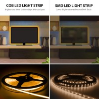 Ocona Cob Led Light Strips,16.4Ft/5M Ultra Bright(480Leds/M) Flexible Led Strip Lights With Rf Remote And 12V Power Supply,Cri 90, Led Lights For Bedroom, Tv Backlight, Kitchen, Bar