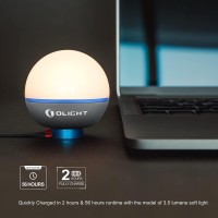 Olight Obulb 55 Lumens 4-Mode Orb Light Night Lights Mcc Rechargeable Bedside Lamp With Magnetic Bottom For Home Decor, Nursery, Camping, Hiking(Grey)