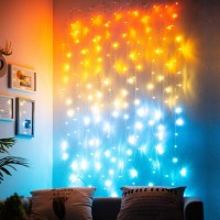 Sunset Orange Curtain Lights For Bedroom Lighted Curtains Led String Lights Coral Burnt Orange Yellow Warm White Turquoise Aqua Blue Fairy Lights For Hawaii Sunroom Ocean Gold And Teal Room Decor