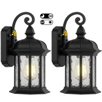 Cinoton Dusk To Dawn Outdoor Wall Lighting, Outdoor Wall Lantern With Water Ripple Glass Waterproof Wall Sconce For Porch, Front Door, Patio Or Garage, 2 Pack