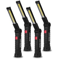 Lmaytech Gifts For Men 4Pack Led Flashlight, Rechargeable Work Lights With Magnetic Base Hook 360Rotate And 5 Modes Bright Led Flashlight Inspection Light For Car Repair, Grill And Outdoor Use