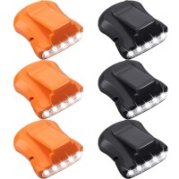 6 Pieces Clip Headlamps Head Lamps Hard Hat Accessories 5 Led Rotatable Cap Hat Light Clip On Flashlight Lights Clip On Cap Lights For Hunting Camping Fishing Black (Black, Orange)