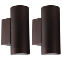 Klighten 2 Pieces Outdoor Wall Light Ip65 Up Down Wall Lamp Outdoor Aluminium Modern For Garden Corridor, Gu10 Fitting, Bulb Not Included, Bronze