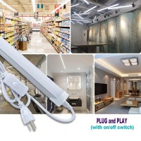 Wahadi Pack Of 6 4Ft Led Shop Light 24W 4 Foot T8 Integrated Tube Light Milky Cover 6000K Daylight White With Onoff Switch Ca