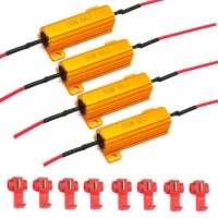 Airkoul 4Pcs 50W 6Ohm Load Resistor-Fix Led Bulb Fast Hyper Flash Turn Signal Blink Error Code, Amber