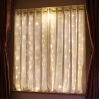 Hxweiye Short Curtain Lights For Small Window, 3.3X5Ft Warm White Fairy Light With Timer & 8 Clips For Bedroom, Battery Powered 96Led String Light For Indoor Weddings Party Garden Wall Decor