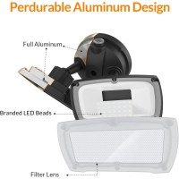 Lepower 2 Pack Led Security Light Dusk To Dawn Outdoor Flood Light Fixture With 2 Adjustable Heads 3000Lm28W 5500K Ip65 Wate