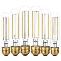 Litehistory Dimmable E26 Led Bulb 4W Equal 40 Watt Warm White 2700K E26 Edison Ac120V 400Lm Tubular T9 T10 Led Light Bulb For Rustic Pendant,Chandeliers,Wall Sconces 6Pack