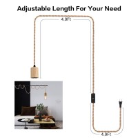 Arturesthome Wood Pendant Light Cord Kit With Switch 98Ft Vintage Industrial Hanging Light Plug In Lamp Cord With Twisted Nylo