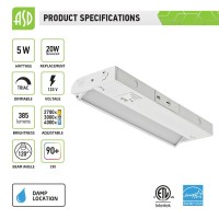 Asd Swivel Led Under Cabinet Lighting 12 Inch Dimmable Hardwired Or Plug-In Installation, 3 Color Levels - 2700K/3000K/4000K, Rotatable Lens, Linkable Kitchen Under Counter Lighting, Etl & Energy Star