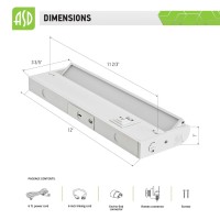 Asd Swivel Led Under Cabinet Lighting 12 Inch Dimmable Hardwired Or Plug-In Installation, 3 Color Levels - 2700K/3000K/4000K, Rotatable Lens, Linkable Kitchen Under Counter Lighting, Etl & Energy Star