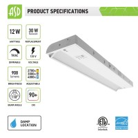 Asd Swivel Led Under Cabinet Lighting 24 Inch Dimmable Hardwired Or Plug-In Installation, 3 Color Levels - 2700K/3000K/4000K, Rotatable Lens, Linkable Kitchen Under Counter Lighting, Etl & Energy Star