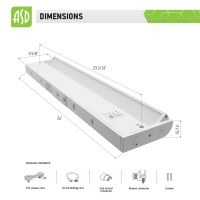 Asd Swivel Led Under Cabinet Lighting 24 Inch Dimmable Hardwired Or Plug-In Installation, 3 Color Levels - 2700K/3000K/4000K, Rotatable Lens, Linkable Kitchen Under Counter Lighting, Etl & Energy Star