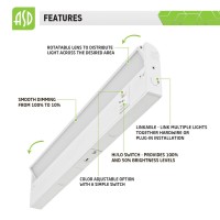 Asd Swivel Led Under Cabinet Lighting 24 Inch Dimmable Hardwired Or Plug-In Installation, 3 Color Levels - 2700K/3000K/4000K, Rotatable Lens, Linkable Kitchen Under Counter Lighting, Etl & Energy Star