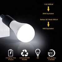 Wahadi A21 Rechargeable Led Bulbs 9W Daylight White 6000K Multi-Function Battery Backup Emergency Light For Power Outage Camping Outdoor Activity, E26 Screw Base (Pack Of 5)