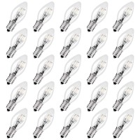 Romasaty 25 Pack C9 Clear Replacement Bulbs, C9 Outdoor String Light Bulbs, C9/E17 Candelabra Base Light Bulbs, 7 Watt-Clear