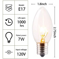 Romasaty 25 Pack C9 Clear Replacement Bulbs, C9 Outdoor String Light Bulbs, C9/E17 Candelabra Base Light Bulbs, 7 Watt-Clear