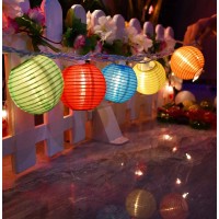 Abeja Nylon Lantern String Lights 10 Multicolor Lanterns Plug In Home, Garden Decorative Lights For Indoor/Outdoor, Patio Party Wedding Bistro Bar Garden Backyard Front Door, White