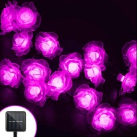 Berocia Rose Solar String Lights Outdoor Waterproof Decorative Pink Camping Rope Lights Weatherproof For Outside Patio Garden Yard Bedroom 22Ft 30 Led 8 Modes