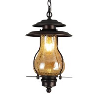 Gzbtech Outdoor Pendant Hanging Lights For Porch,Farmhouse Exterior Pendant Lantern,Waterproof Patio Light Fixture With Matte Coffee Metal And Faux Cracked Glass For Gazebo Entryway Height Adjustable